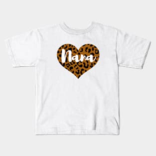 Cute Leopard Print Nana Heart Kids T-Shirt